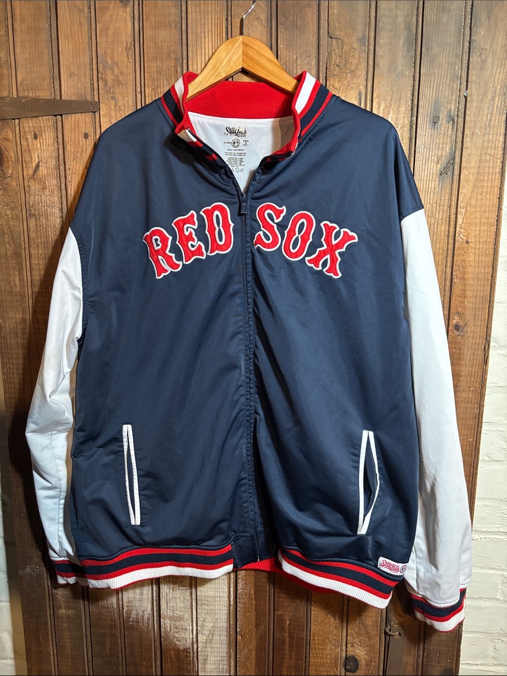 Stitches Navy, White & Red Red Sox Jacket